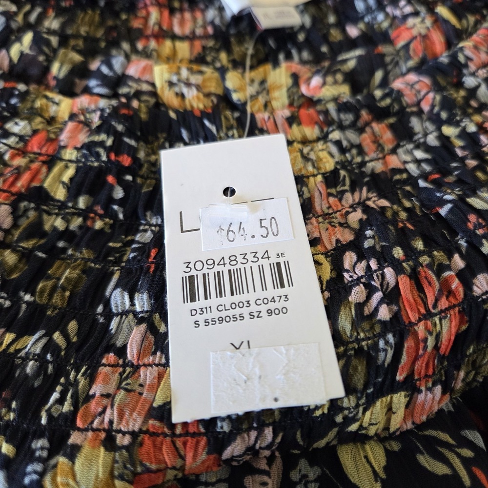 Loft sz XL blue floral chiffon blouse NWT sheer slvs garden boho cottagcore - Picture 12 of 12